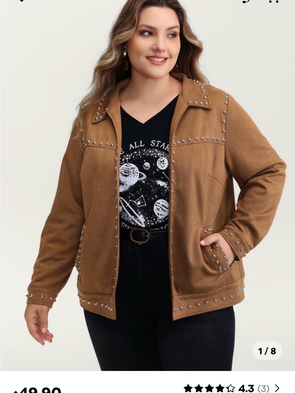 BloomChic Tan Stud-Trim Jean Jacket
